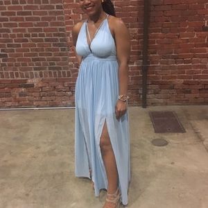 powder blue evening dress